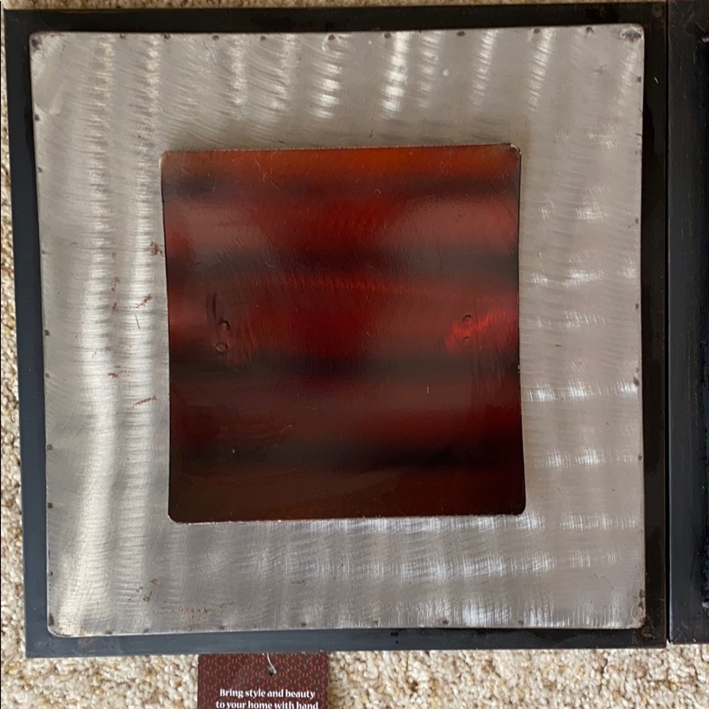 Hand Finished Metal Wall Art. Two 12x12 squares.